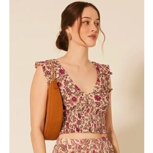 Patrons of peace floral crop top coquette boho fairy cottagecore tank size xs